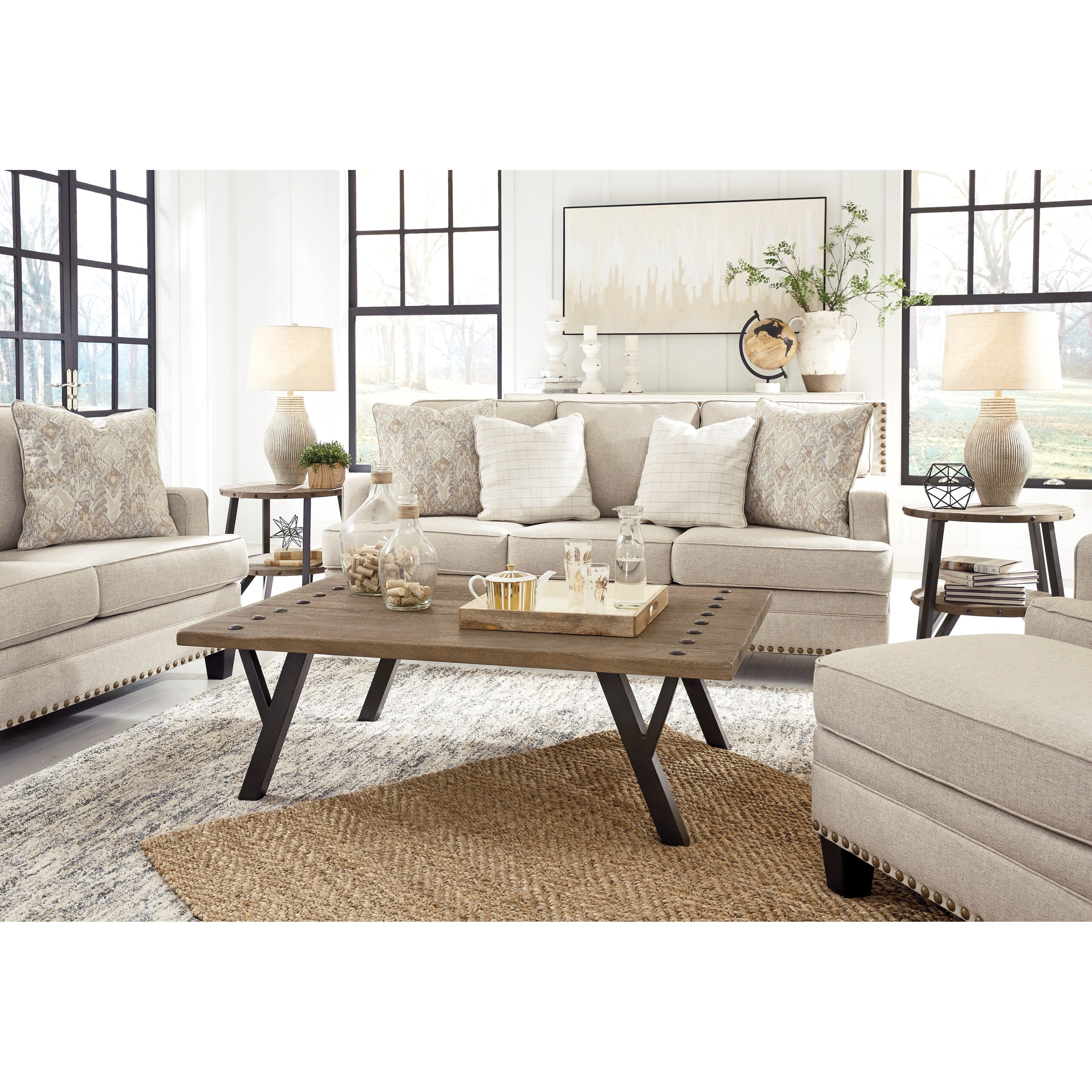 Benchcraft by Ashley Claredon Transitional Sofa with Nailhead Trim